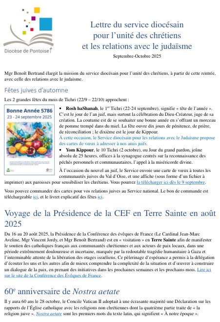 Lettre Septembre 2025